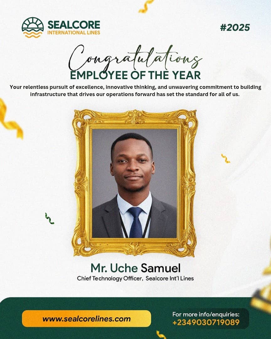 Sealcore International Lines Names Mr. Uche Samuel, Chief Technology Officer, as Employee of the Year